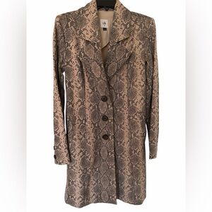 CAbi Snake Print Trench Coat - Black and Tan